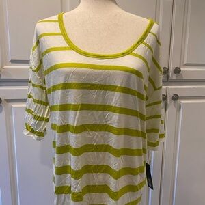Apt 9 Green & White Striped Drop Shoulder Tee